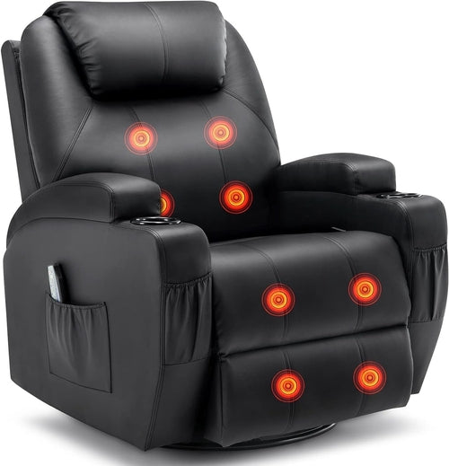 Massage Heat Swivel Recliner Chair For Living Room