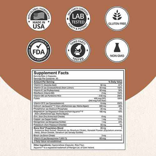 Bone Xtra Bone Support for Adults & Teens, 120 Vegan Capsules